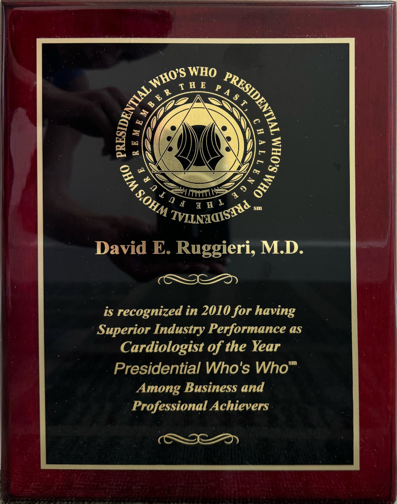 2010 Cardiologist of the year award from the presidential who's who